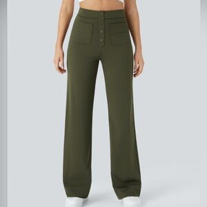 HALARA Olive high waisted, Wide bottom straight-Leg Pants